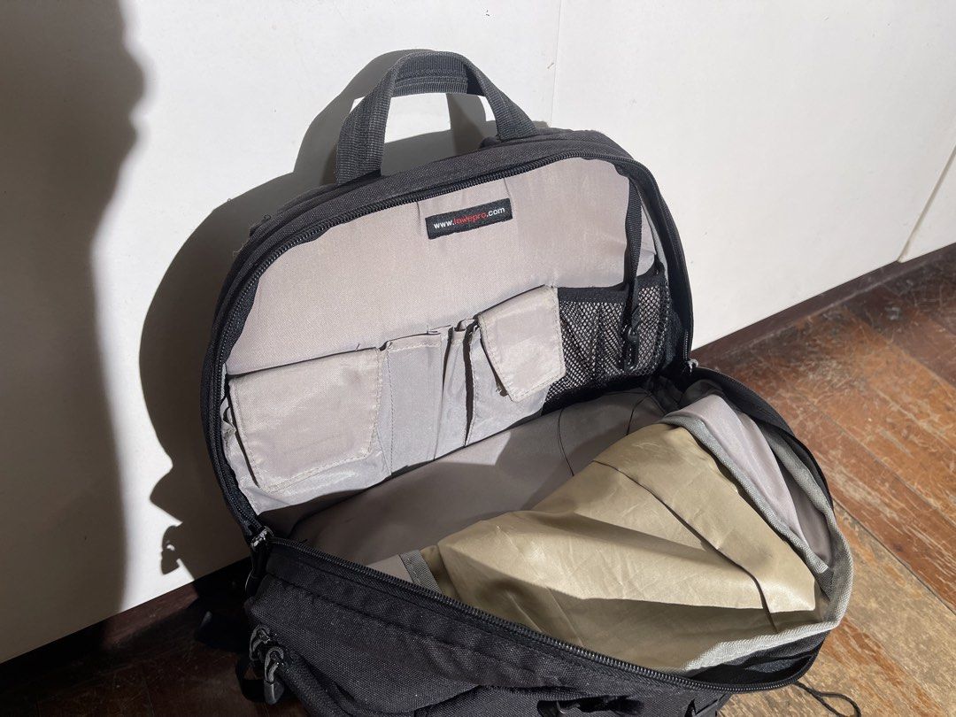 Lowepro Camera Backpack (Category: Camera Bags & Carriers) located in Quezon City. Submitted by kaizer_andre_0888 (Listing ID 1421995905, Image 3). Description: Lowerpro Backpack Used Has many Compartments Zippers no issues Some velcro needs restitching P3,000 Rfs: Upgrade Qc Balintawak.
