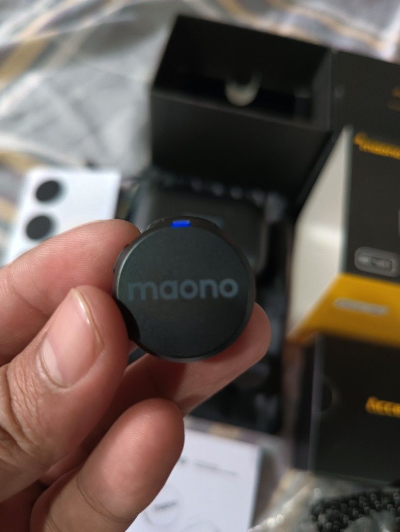 Maono Wave T5 Wireless Lavalier Microphone (Category: Microphones) located in San Jose del Monte. Submitted by silver_martin (Listing ID 1421948958, Image 3). Description: For sale 🥇Maono WAVE T5 🥈2 transmuter 1 receiver 📍ANC 📍Complete with box and accessories 🚨Free Moano lapel and Boya external mic 🎤 Used once Bought for 7k selling for 3.5k.