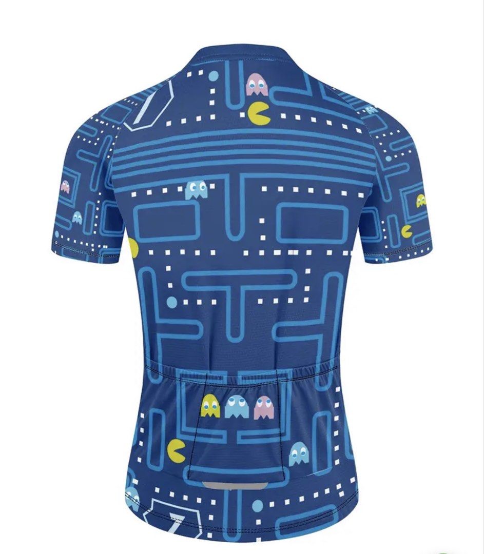 Max Storm Pac-Man Cycling Jersey (Category: Activewear) located in Quezon City. Submitted by ronsatch (Listing ID 1421941183, Image 3). Description: - Max Storm cycling jersey - Pac-Man design - Blue color with maze pattern - Full-length zipper - Short sleeves - Size S to M - Breathable material.