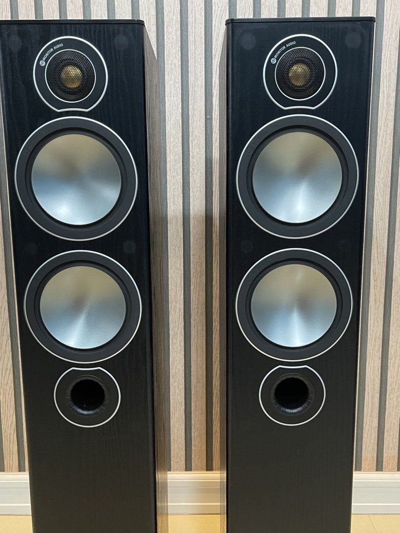 Monitor Audio Bronze 5 Floorstanding Speakers (Category: Soundbars, Speakers & Amplifiers) located in Tarlac. Submitted by bsundae (Listing ID 1422076081, Image 3). Description: RFS: Change of plans. With box and ready for shipping Spikes included Key Features (Classic Bronze 5 Specs) • Type: 2.5-way floor-standing loudspeakers with dual chambers and bass-reflex ports (front & rear) ￼ • Drivers: • 1 × 25 mm C-CAM® gold dome tweeter • 1 × 5½″ C-CA