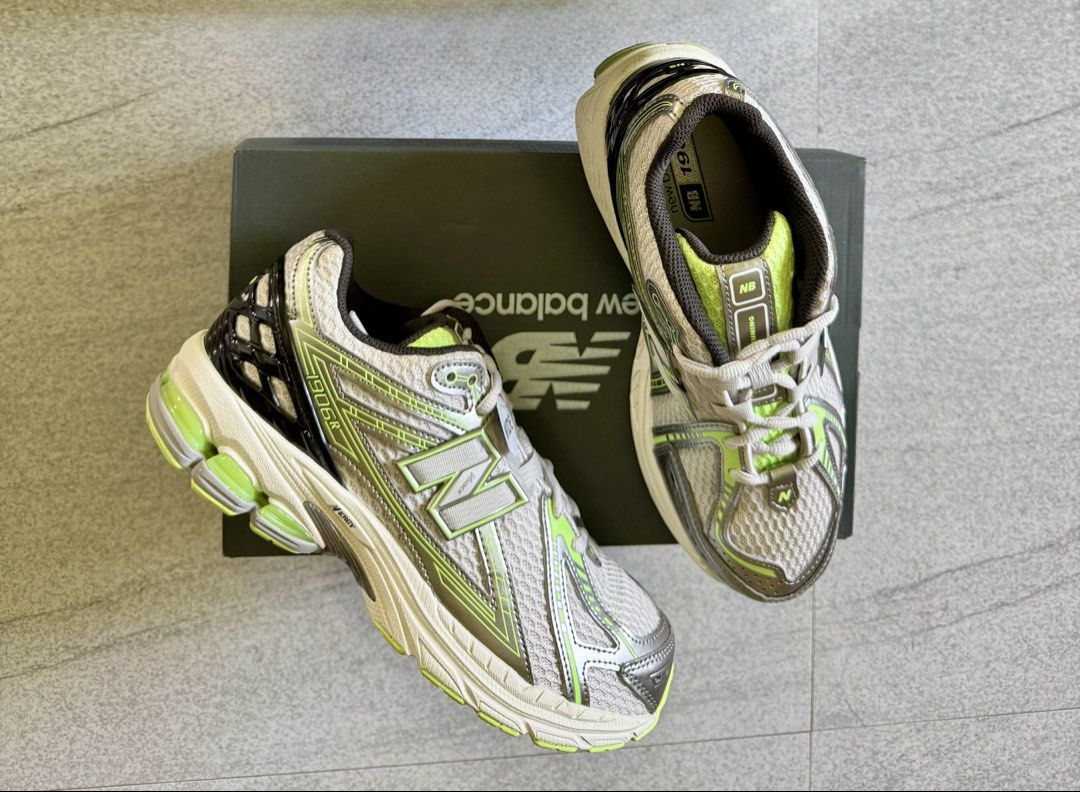 New Balance 1906R Sneakers (Category: Sneakers) located in Manila. Submitted by ady_008 (Listing ID 1421948002, Image 1). Description: - New Balance 1906R sneakers - Mesh upper with silver and black accents - Neon green sole and inner lining - Comes with the original box -available sizes 4.5us or 6w 5us or 6.5w 6us or 7.5w 7us or 8.5w -100💯authentic, money back if proven fake -Dm for more actual pics.