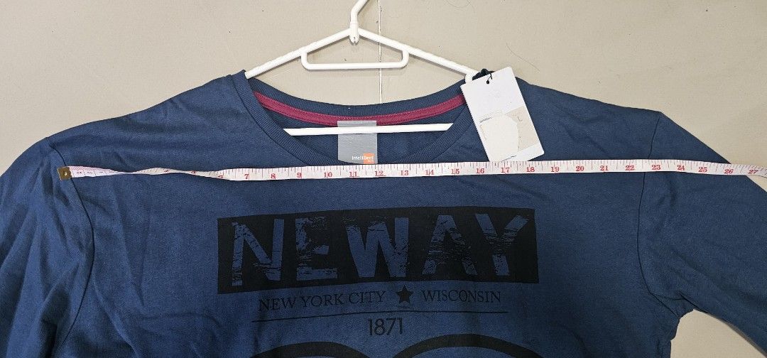 New Way Blue Sweatshirt (Category: Coats, Jackets and Outerwear) located in Marikina City. Submitted by anbierose (Listing ID 1421994201, Image 2). Description: - Blue sweatshirt - "New Way" graphic print - Crew neck with pink trim - Print includes: "New York City, Wisconsin, 1871" and "Appearance" - Long sleeves - Ribbed hem - Brand new with tag.