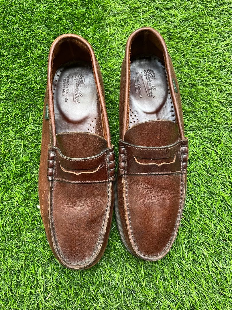 Paraboot Brown Leather Loafers (Category: Dress Shoes) located in Davao. Submitted by twistedswagger (Listing ID 1421942655, Image 2). Description: Genuine Paraboot loafers in brown leather. Features a classic penny loafer design with a stitched vamp and durable rubber sole. The shoes have the Paraboot logo embossed on the insole and sole. The size is visible inside the shoe. A timeless and stylish choice for everyday wear..