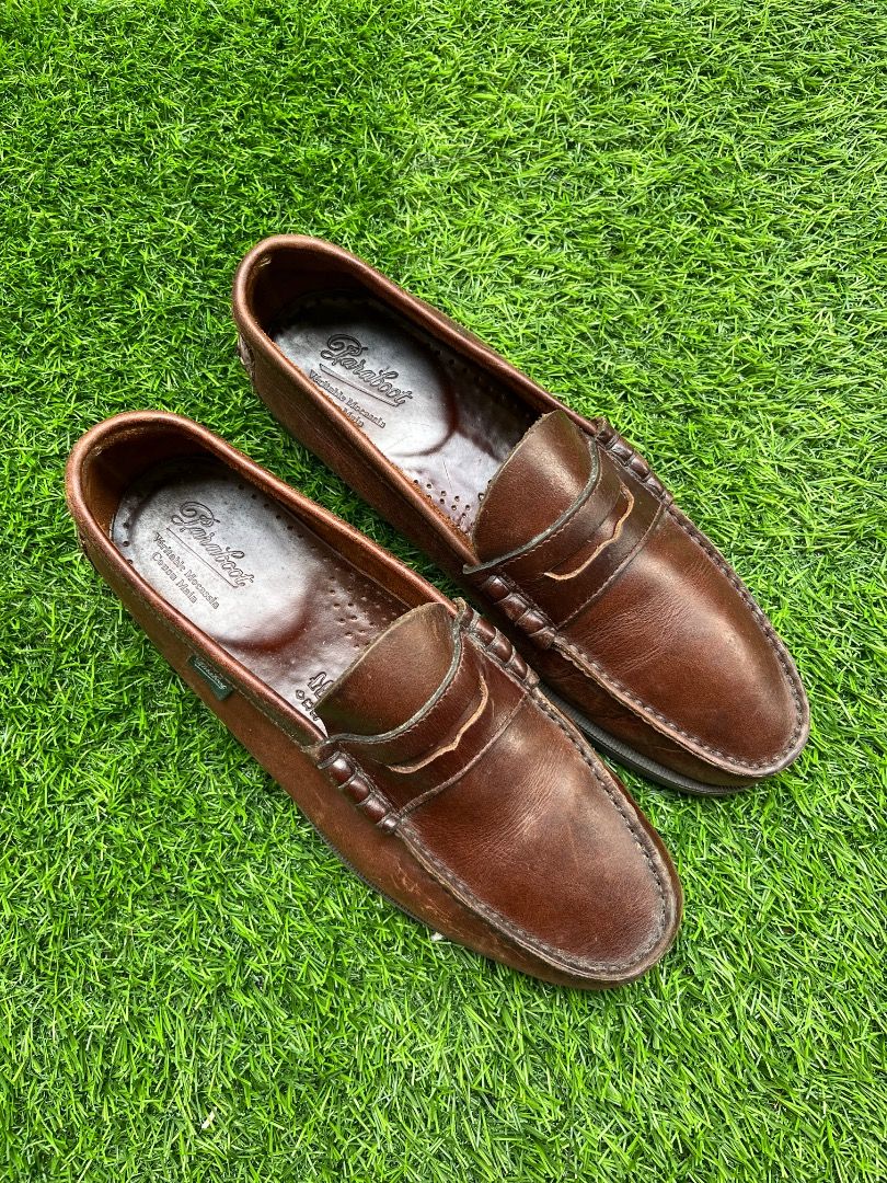 Paraboot Brown Leather Loafers (Category: Dress Shoes) located in Davao. Submitted by twistedswagger (Listing ID 1421942655, Image 1). Description: Genuine Paraboot loafers in brown leather. Features a classic penny loafer design with a stitched vamp and durable rubber sole. The shoes have the Paraboot logo embossed on the insole and sole. The size is visible inside the shoe. A timeless and stylish choice for everyday wear..