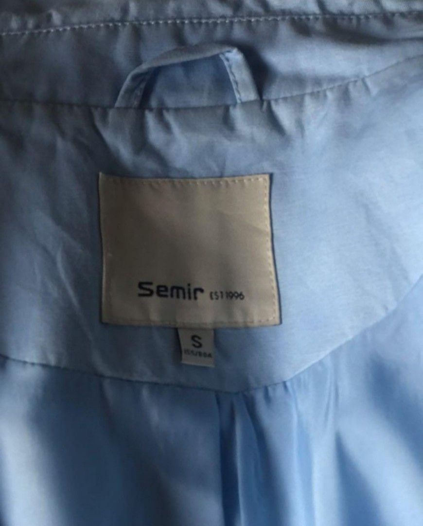 Powder Blue Semir Trench Coat (Category: Coats, Jackets and Outerwear) located in Manila. Submitted by pippintook (Listing ID 1421965024, Image 2). Description: - Semir light blue trench coat - Size: S on tag, good for small body frame.