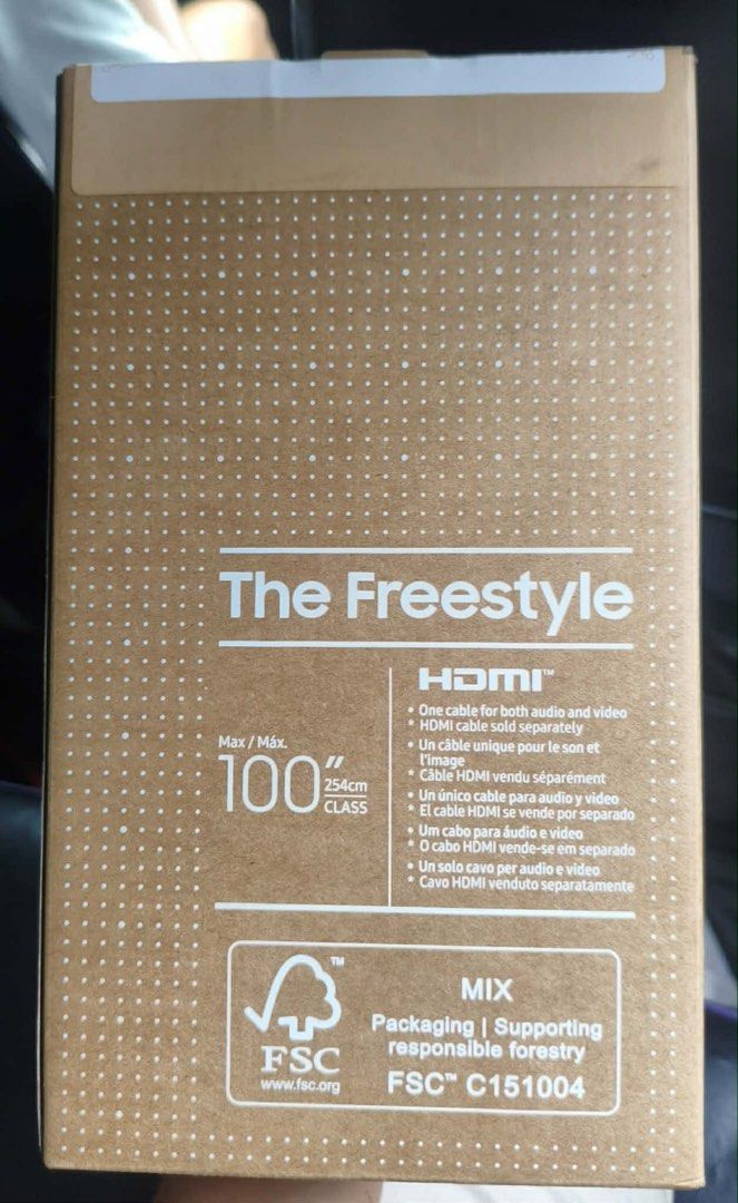 SAMSUNG FREESTYLE 2ND GEN SP-LFF3CLAX (Category: Projectors) located in Quezon City. Submitted by annys.online (Listing ID 1421994349, Image 3). Description: SAMSUNG FREESTYLE 2ND GEN SP-LFF3CLAX * 2nd Generation * DLP projector * LED * portable * 230 ANSI lumens * Full HD (1920 x 1080) * 16:9 * 1080p SP-LFF3CLAX SRP 49,990 Discounted: 28,000 Brand new and sealed with receipt Test first if u want before payment We accept COD DEL CHARGE NOT INCLUD
