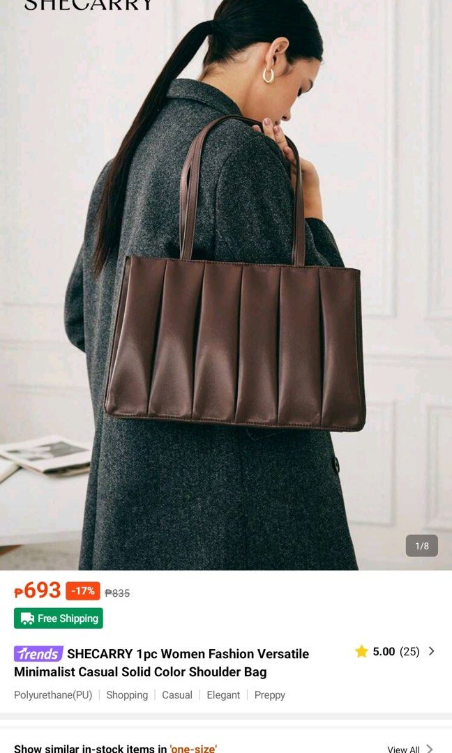 Shecarry Brown Pleated Shoulder Bag (Category: Shoulder Bags) located in Cavite. Submitted by audepages (Listing ID 1421956029, Image 1). Description: - Stylish brown shoulder bag - Pleated front design - Rectangular shape - Long straps - Interior pocket - Magnetic closure - Minor wear on exterior - Perfect for everyday use -Can fit 11-inch ipad MOP: Gcash MOD: J&T Lalamove if nearby Location: Imus, Cavite .
