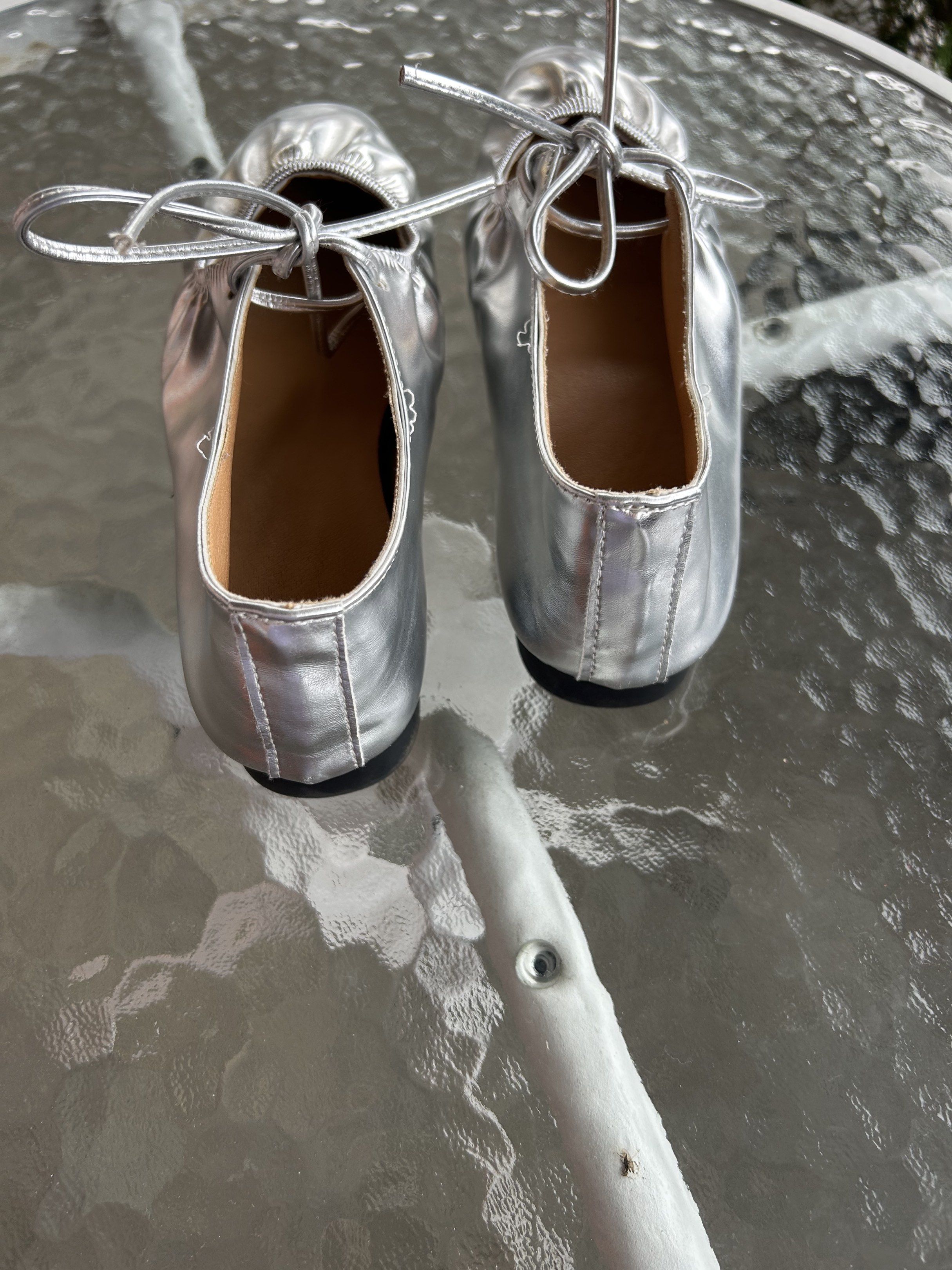 Silver Ballet Flats (Category: Flats & Sandals) located in Lipa City. Submitted by bituinpreloved (Listing ID 1421972839, Image 3). Description: Shein Silver Ballet Flats Very Good Condition Size 22.5cm Super comfy to wear (RFS: silver is not my color).