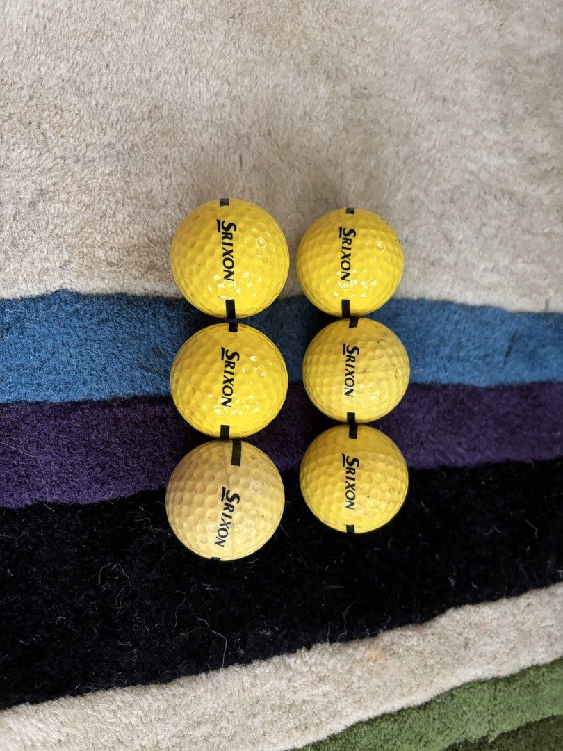 Srixon Golf Balls (Category: Golf) located in Lipa City. Submitted by exumos (Listing ID 1421942591, Image 2). Description: - Six Srixon golf balls - Yellow color - Srixon logo on each ball - Good performance golf balls.
