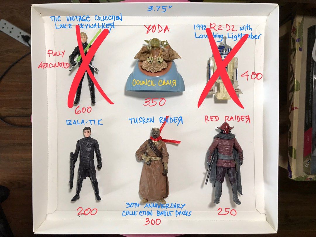 STAR WARS 3.75” MIX SALE (Category: Figurines & Statues) located in Navotas City. Submitted by miguelboogle (Listing ID 1403817050, Image 2). Description: RFS: FOR MY MEDICAL TREATMENT STAR WARS 3.75” FIGURES PRICES ARE IN THE PICTURES / SET SALE = 1OK LOOSE / NO CARDS or BOXES SOME GOOD AS NEW / SOME FAIR CONDITION NO BROKEN OR GLUED PARTS / STORED ONLY “WHAT U SEE IS WHAT U GET” Meet up @ Malabon OR Nuvali Or delivery of ur choice @ ur own expe