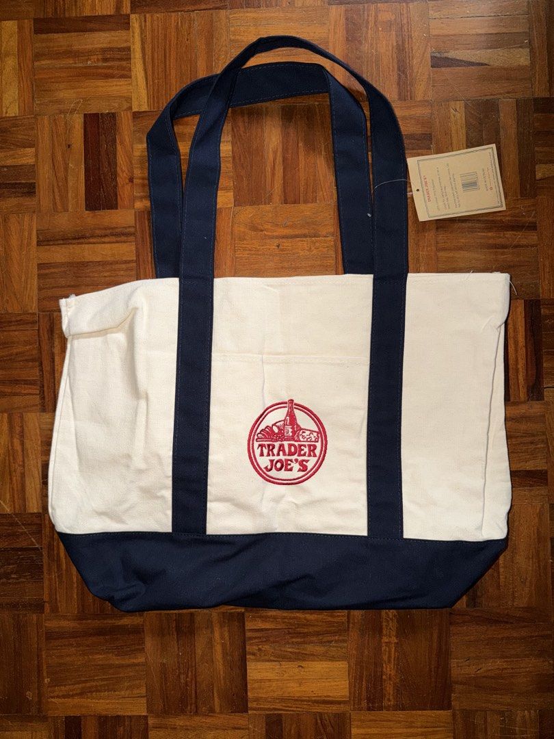 Trader Joe's Canvas Tote Bag (Navy) (Category: Tote Bags) located in Makati City. Submitted by gooodfind (Listing ID 1421968171, Image 2). Description: Viral Trader Joe's tote bag! - Includes tag - Perfect for groceries and everyday use.
