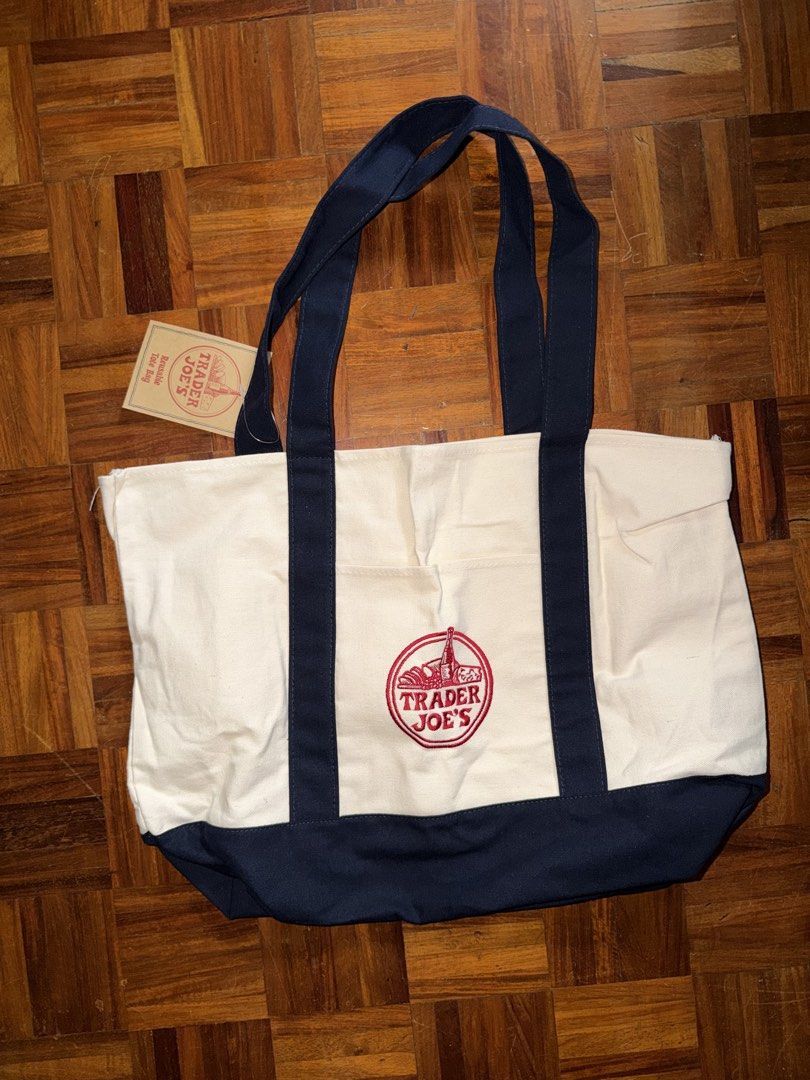 Trader Joe's Canvas Tote Bag (Navy) (Category: Tote Bags) located in Makati City. Submitted by gooodfind (Listing ID 1421968171, Image 1). Description: Viral Trader Joe's tote bag! - Includes tag - Perfect for groceries and everyday use.