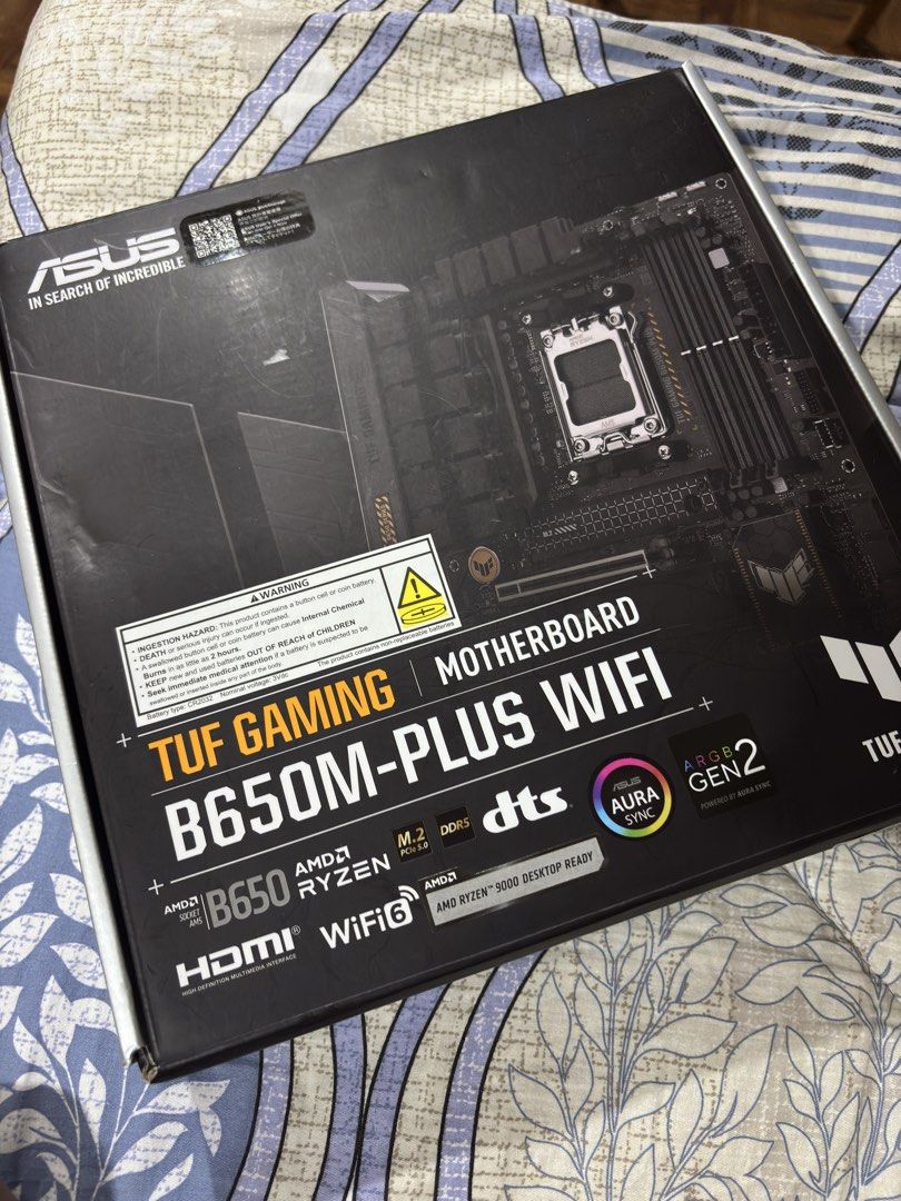 TUF B650M Plus Wifi (Category: Computer Parts) located in Quezon City. Submitted by enzorocha (Listing ID 1422026101, Image 1). Description: TUF B650m Plus Wifi Never Used All acessories included po No receipt RFS - Got an X870 mobo instead Negotiable.
