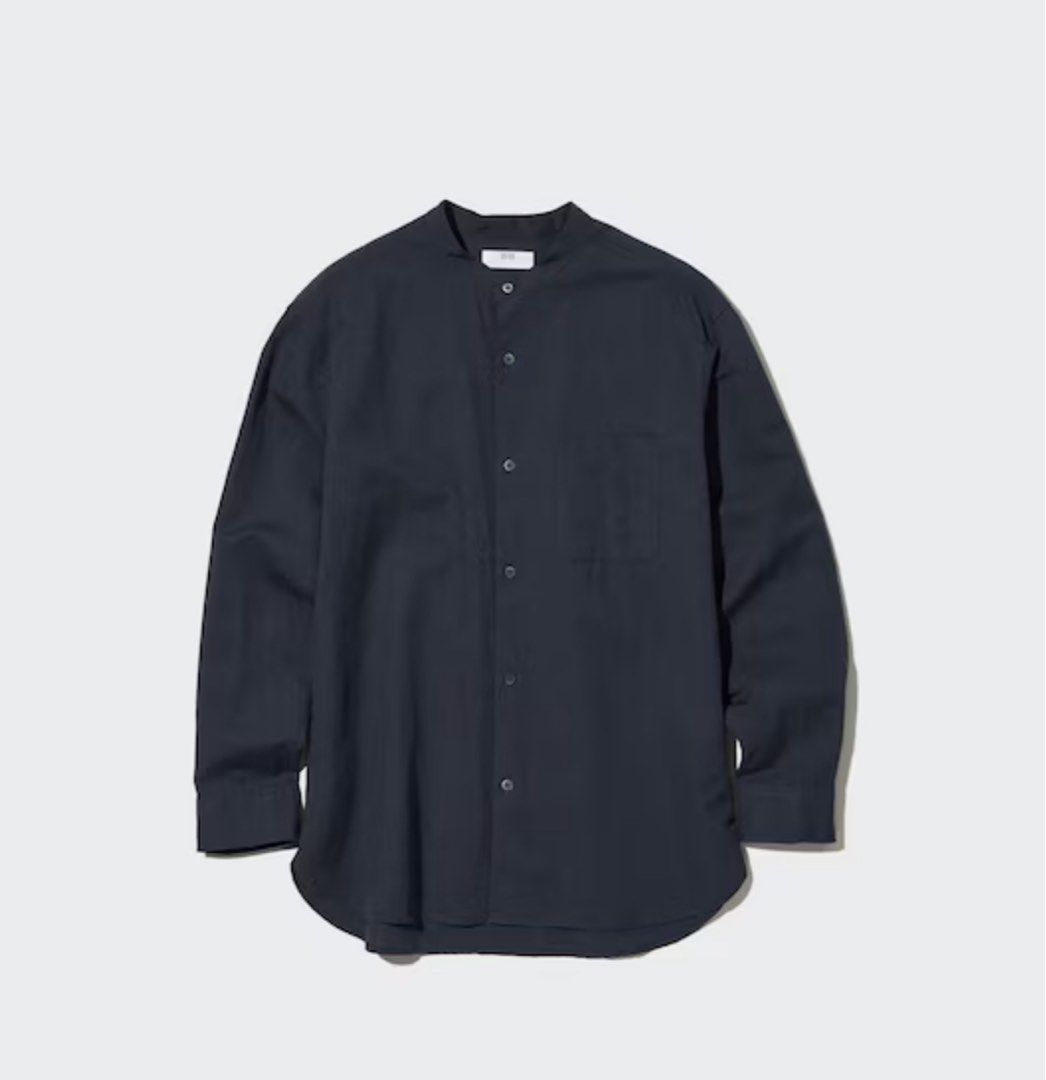 Uniqlo Stand Collar Long Sleeve (Category: Tshirts & Polo Shirts ) located in Pasay City. Submitted by prettyna.ph (Listing ID 1422008540, Image 1). Description: - Uniqlo navy blue band collar shirt - Long sleeves - Relaxed fit - Single chest pocket - Button-down closure - Lightweight fabric - Curved hem - Ideal for warm weather.