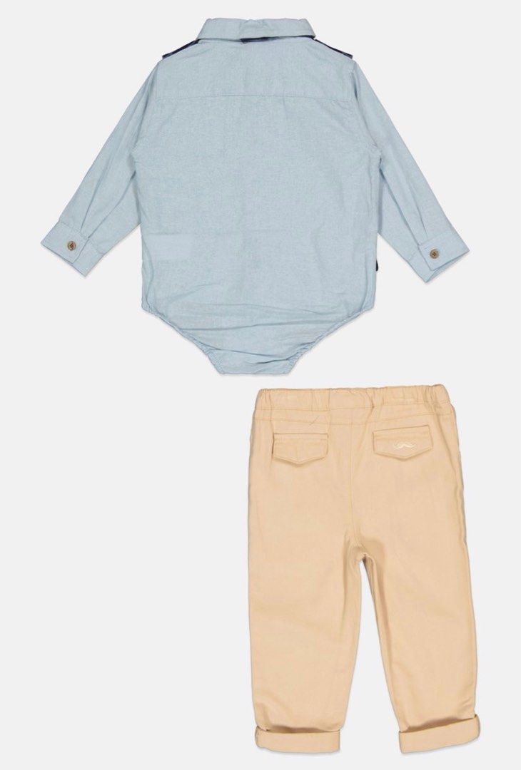 3 Pieces Plaid Bodysuit with Bottom and Bowtie Set (Category: Babies & Kids Fashion) located in Manila. Submitted by joaiz13 (Listing ID 1422089422, Image 2). Description: Used once during 1st birthday. Bought in Abu Dhabi. Last price posted po. .