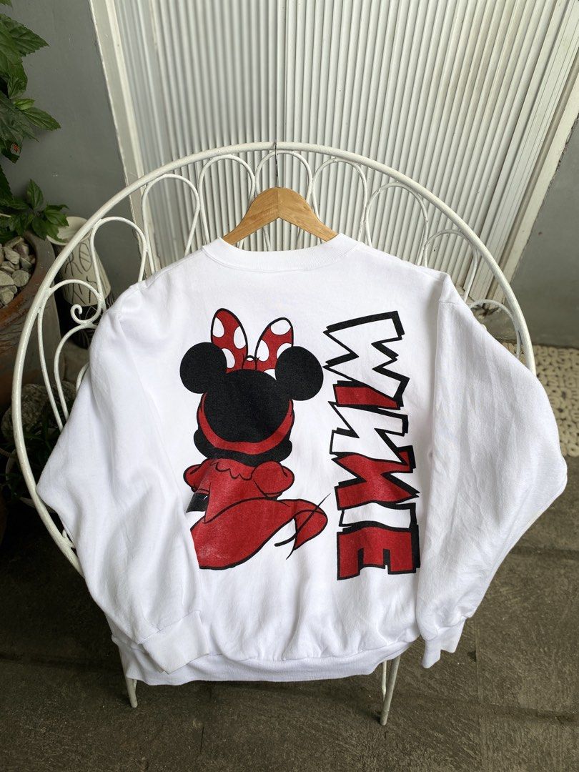 90's Disney Minnie Mouse Crewneck (Category: Tshirts & Polo Shirts ) located in Cabanatuan. Submitted by roundtwothrift (Listing ID 1422149197, Image 2). Description: 90's Disney Minnie Mouse Crewneck Excellent Condition Disney Tag Boxy Fit 80% Polyester 80% Cotton Made in USA Size: XL (Measurements) 24 in (pit to pit) 26 in (shoulder to hem) DM TO PURCHASE.