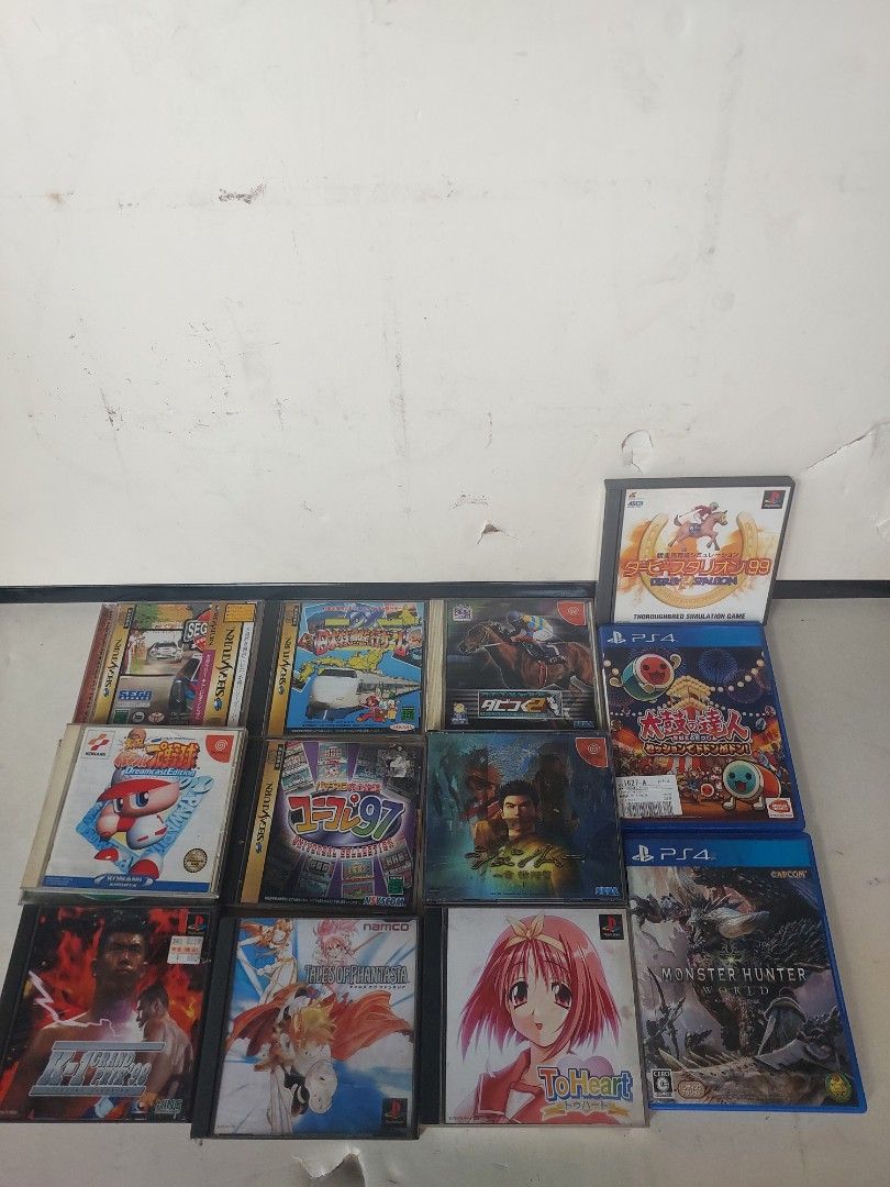 Assorted Video Games for PS4, PS2, and Dreamcast (Category: PlayStation) located in Quezon City. Submitted by jpnvintageonline (Listing ID 1422133706, Image 2). Description: assorted gaming cd's ps4 sega Saturn ps1 Japanese version what you see is what you get .