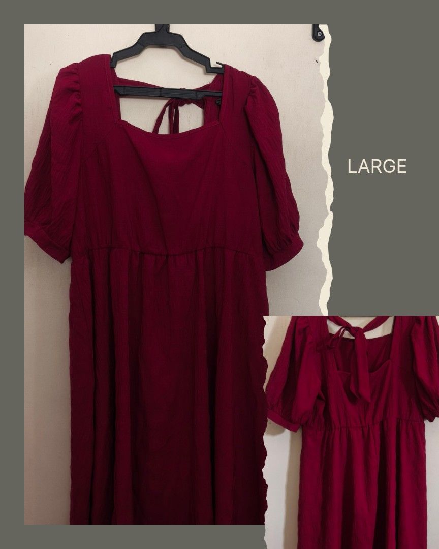 Burgundy Square Neck Dress - Large (Category: Dresses) located in Loay. Submitted by arakesh21 (Listing ID 1422215540, Image 1). Description: preloved.