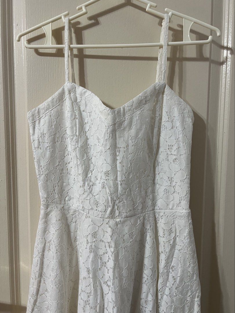 Cotton On White Lace Dress (Category: Dresses) located in Silang. Submitted by _superjea (Listing ID 1422162113, Image 2). Description: - Cotton On white lace dress - Adjustable spaghetti straps - Sweetheart neckline - Fitted bodice with flared skirt.