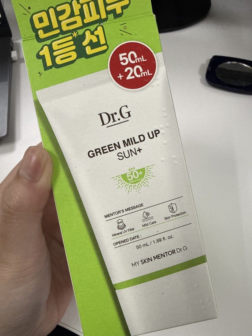 Dr.G Green Mild Up Sunscreen SPF50 + 20ML (Category: Face Care) located in Quezon City. Submitted by hhhhlrn (Listing ID 1422097193, Image 2). Description: 650 for 2 Brand new sealed, without box Expiration date : 2028-08-19 .
