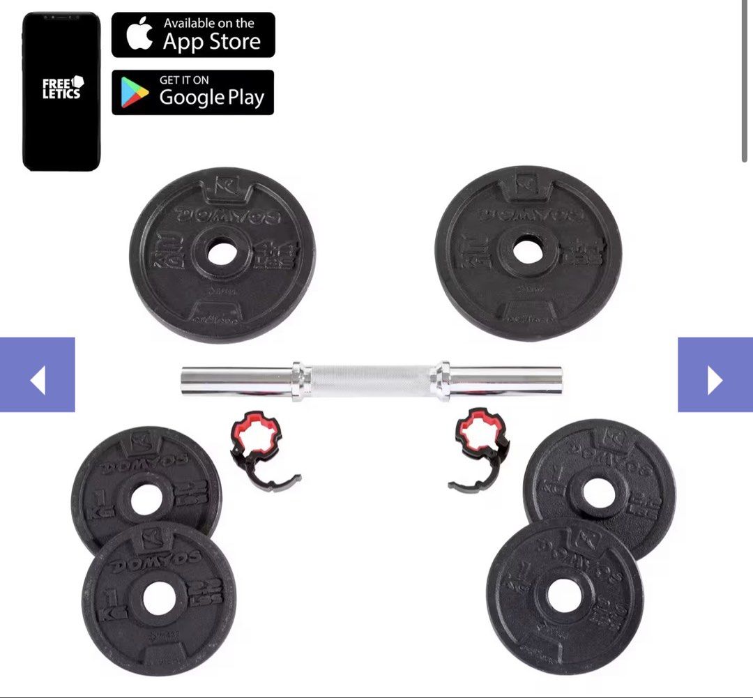 Dumbbell Set 10kg (Category: Weights & Dumbbells) located in Pasig City. Submitted by pautatochip (Listing ID 1422213913, Image 3). Description: Weight Training 10 kg Iron Dumbbells Set - adjustable weights - used only once, still have box packaging - got this from for P1,290 and selling for P1,000 only.