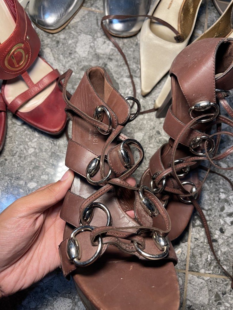 Gucci SS07 Bamboo Gladiator worn by Adriana Lima (Category: Sneakers & Footwear) located in Malaybalay. Submitted by Clint0ris (Listing ID 1422148705, Image 3). Description: - Gucci SS07 Bamboo Gladiator sandals - Size: 38C/8 - Color: Brown - Design: Bamboo detailing - Condition: Excellent - Iconic style, as seen on Adriana Lima - Perfect for adding a touch of luxury to any outfit -need funds for school.