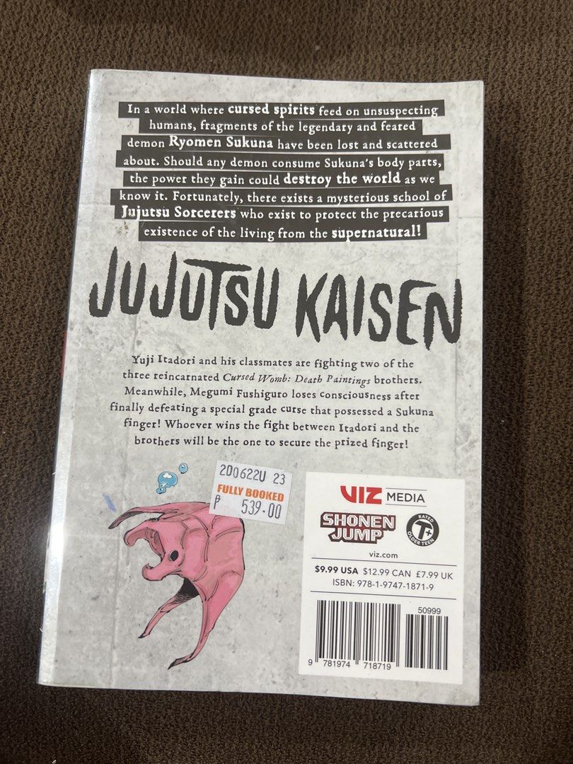 Jujutsu Kaisen Volume 8 (Category: Comics & Manga) located in Paranaque City. Submitted by averyphile (Listing ID 1422110449, Image 3). Description: ‼️ Payment First Policy - Jujutsu Kaisen Volume 8 manga - Story and art by Gege Akutami - Published by VIZ Media - Includes story summary on the back - Price: ₱539.00 Official Mangaand bought from Fully Booked years ago..