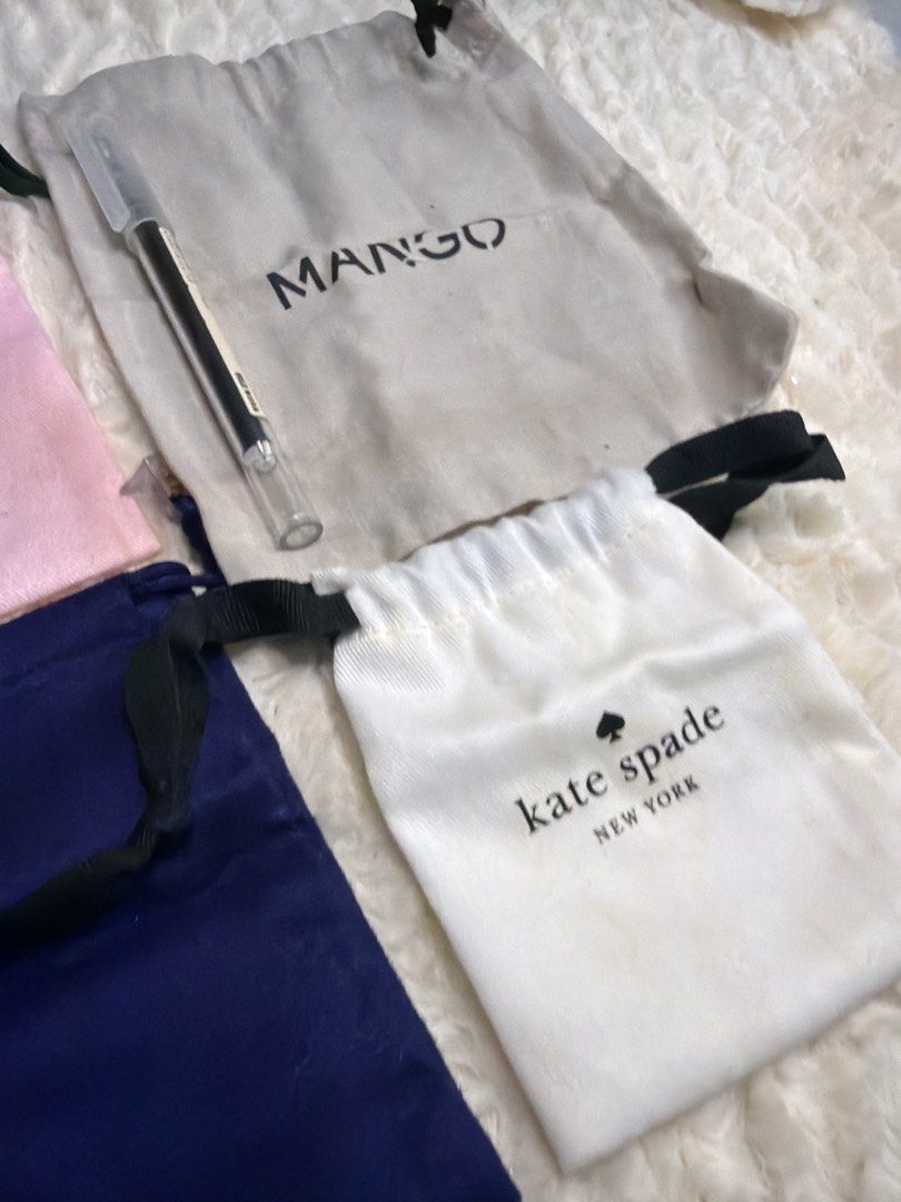 Kate Spade , tory and Mango Dust Bag (Category: Purses & Pouches) located in Antipolo. Submitted by ambercs (Listing ID 1422104414, Image 3). Description: authentic kate spade pink- 14x13cm mango- 16x16cm tory- 11x9cm kate spade white- 10x10cm good condition need wash lang.