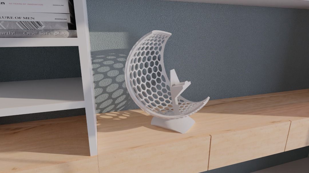 Modern Hive Moon Controller Stand | Universal PS5 & Xbox Holder | Sleek White (Category: Controllers) located in Mandaluyong City. Submitted by heyitslaaaance (Listing ID 1422118220, Image 1). Description: Elevate your gaming station with this Modern Hive Moon Controller Stand. Featuring a unique, geometric honeycomb pattern in a crescent moon shape, this stand is designed to turn your controller into a display piece when you're not playing. It p