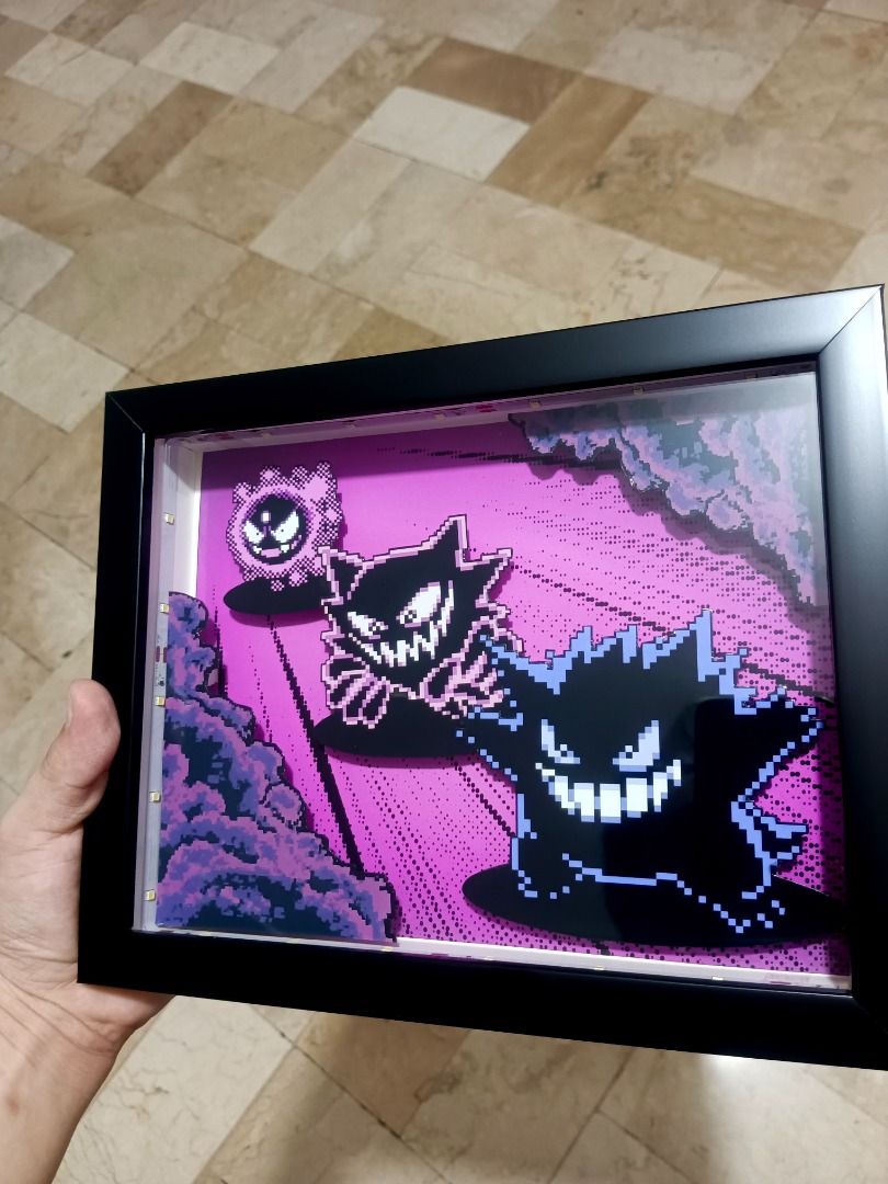 Pokemon Gengar Evolution Line Video Game Shadow Box, Video Gaming ...