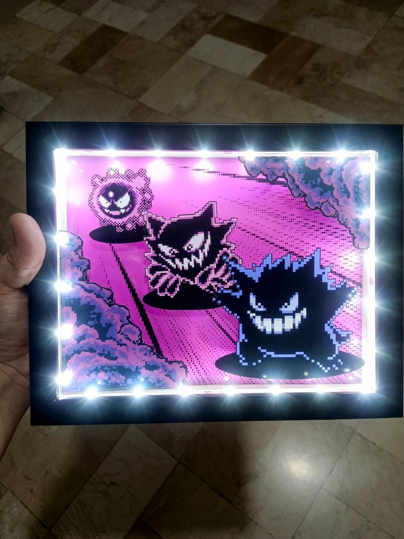Pokemon Gengar Evolution Line Video Game Shadow Box, Video Gaming ...