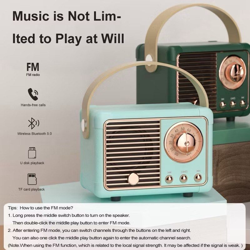 Retro Portable Wireless Bluetooth Speaker | Vintage Classic Design ...