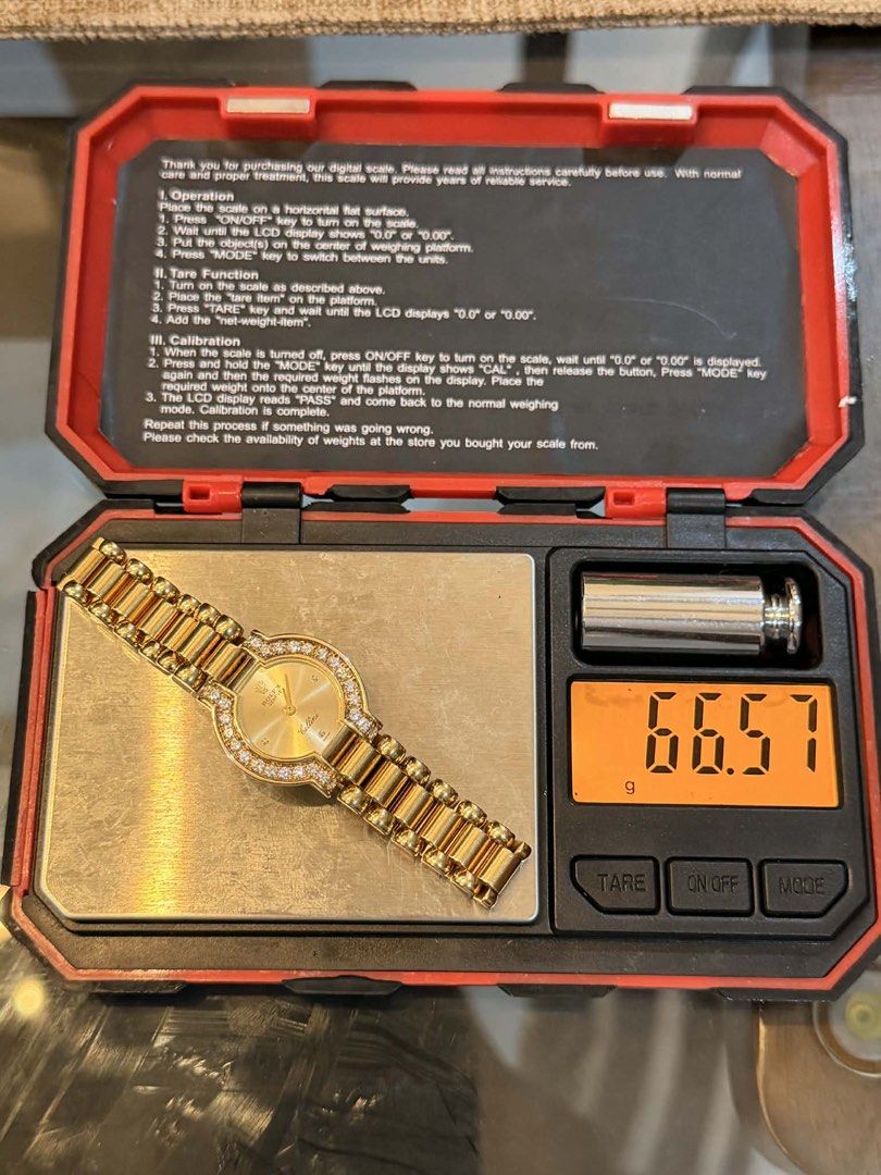 Rolex Cellini 18K Gold Diamond Watch (Category: Women's Watches) located in Imus. Submitted by juantosell777 (Listing ID 1422156489, Image 1). Description: I have an authentic Rolex Cellini watch. Features a gold dial with diamond accents around the bezel. The watch is made of 18K gold and weighs 66.57 grams. The model number is 2253, and the serial number is NG09375. The clasp is marked with "Rolex Geneve 750 Swiss Made 18K". Selling price: P815