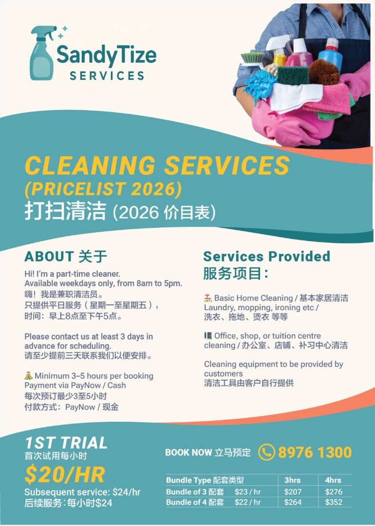 SandyTize Cleaning Services (Pricelist 2026), Home Services, Home ...