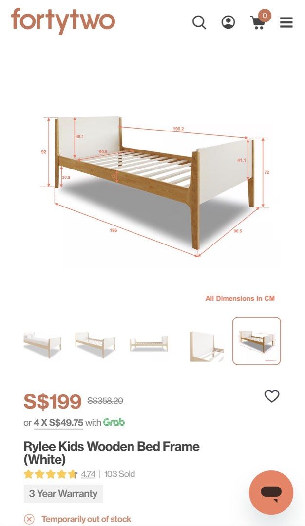 Single bed frame (Category: Bed Frames & Mattresses) located in Singapore. Submitted by peterpiperpicked (Listing ID 1422232192, Image 3). Description: Only the bed frame. Self collect from Sengkang S540196. .