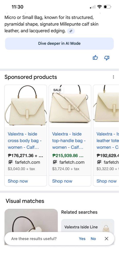Valextra Iside Crossbody Bag (Category: Luxury Bags & Wallets) located in Roxas City. Submitted by lynngreyartillero (Listing ID 1422179154, Image 2). Description: Valextra Iside Offwhite 🤍🤍🤍 Pretty pa like new very minimal sign if usage lng 🤍🤍🤍 Selected ukay bags ang ganda nito! 🤍🤍 Made In Italy Rare brand🤍🤍🤍 Pls see photos for details pwd po kayo mag offer at magpa send ng more photos.. Pwd cod bsta may half dp.. But mas prefer ko an
