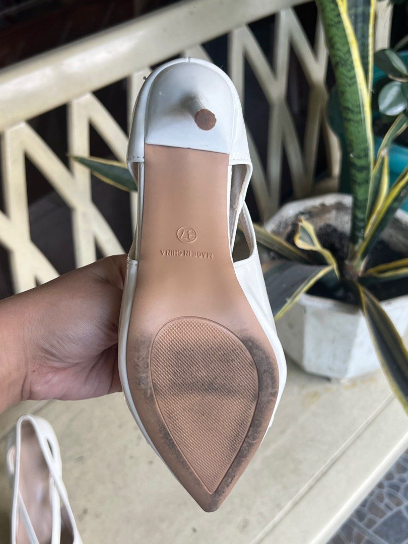 white coquette heels with ribbon (Category: Heels) located in Valenzuela. Submitted by ally.declutter (Listing ID 1422151913, Image 3). Description: used once for oath taking size 38.