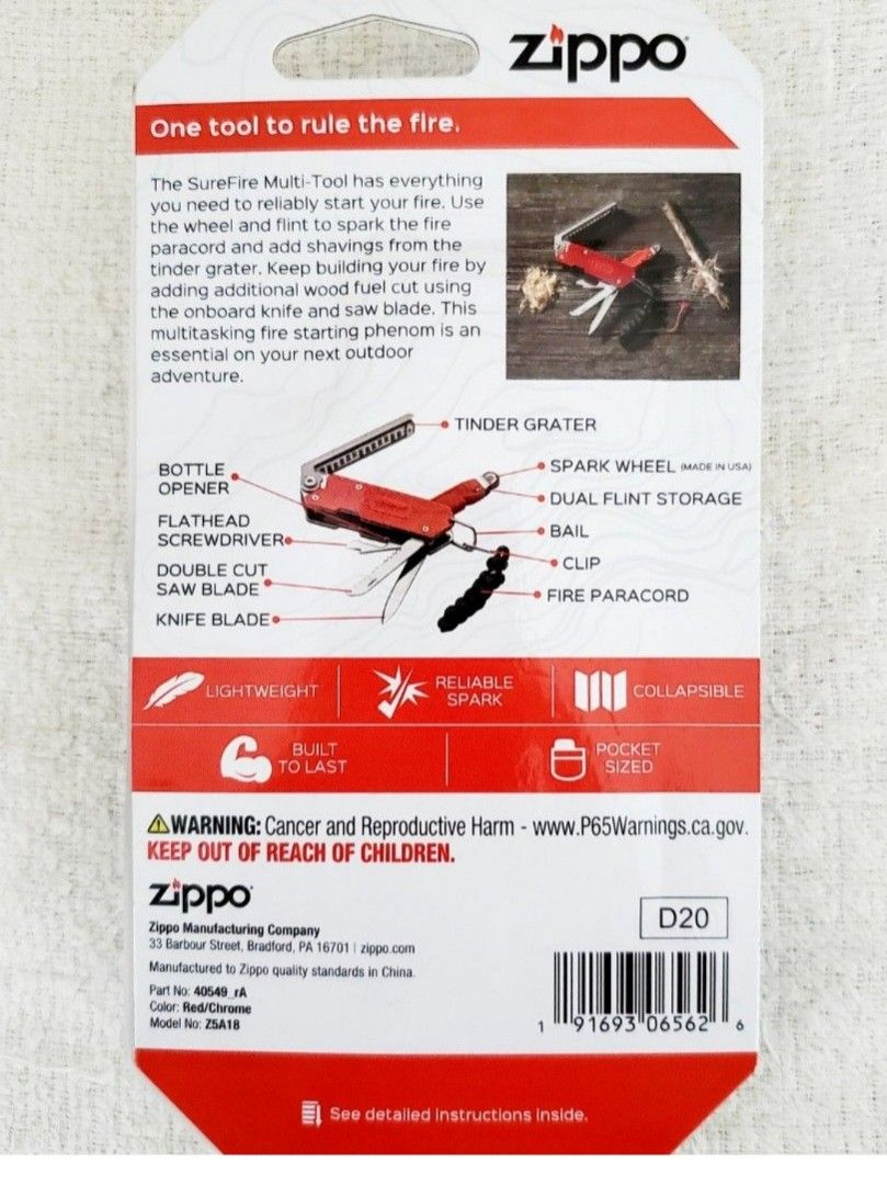 Zippo Surefire Multi-Tool (Category: Home Improvement Tools & Accessories) located in Marikina City. Submitted by knifeandtoolphilippines (Listing ID 1422128258, Image 3). Description: Fixed Price No Trades Brand New Sealed.