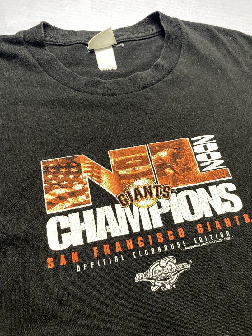 2002 San Francisco Giants T-shirt (Category: Tshirts & Polo Shirts ) located in Santa Rosa. Submitted by wakinagcon (Listing ID 1422340261, Image 2). Description: Measurements (inch) Length: 29 Width: 24 Sleeves: 9 Fits Large to Extra Large Condition: minimal fade and slight cracks on print .