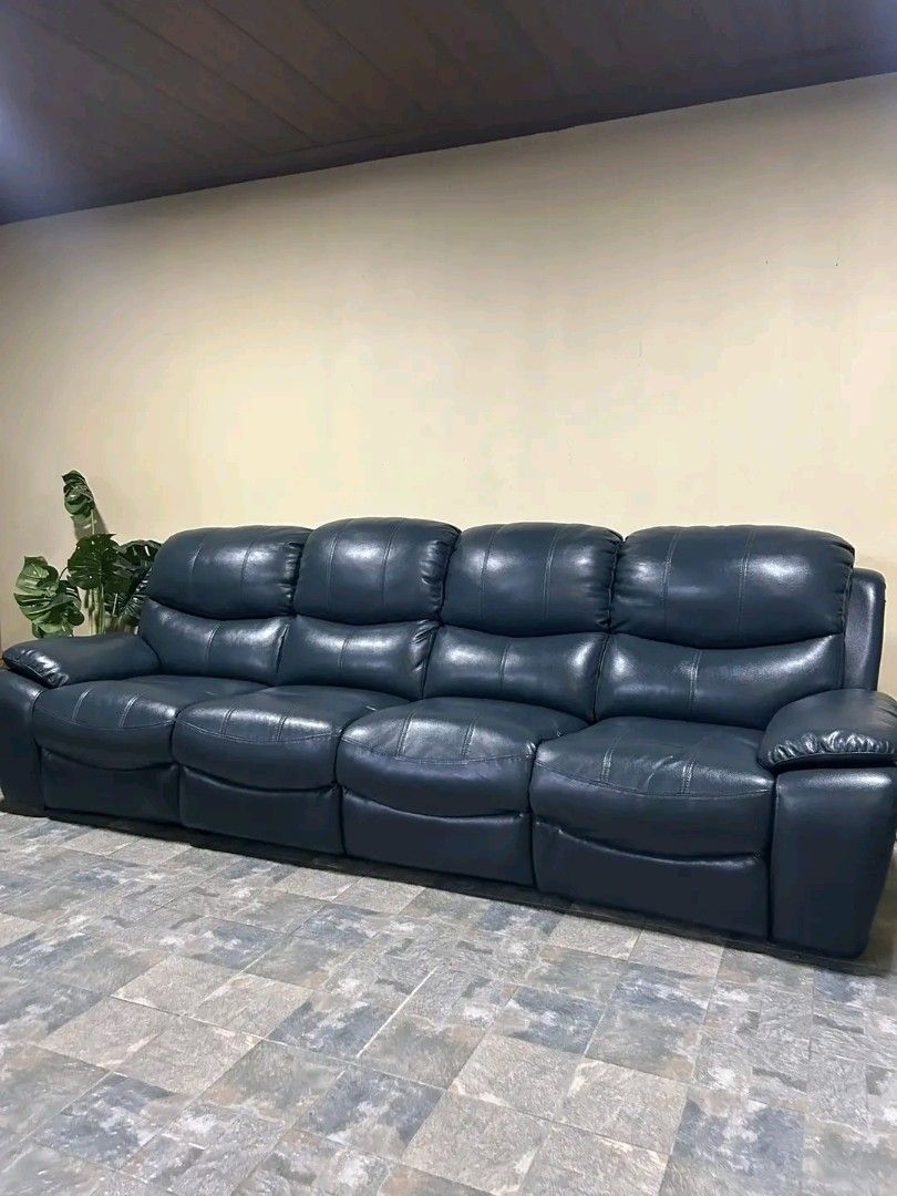 4-Seater Reclining Sofa (Category: Sofas) located in Valenzuela. Submitted by princeraya55649 (Listing ID 1422234297, Image 2). Description: Imported Genuine Leather Big n Bulky Automatic Ltype Reclining Sofa from Korea P38k Only Super Sale🌼🌼🌼 116x66x38in Genuine Leather Big n Bulky Automatic Reclining 220v 4 Seater Walang Sag Walang Lubog Makapal ang Foam Heavy duty No issue Good Condition Minor Scratch From Korea.