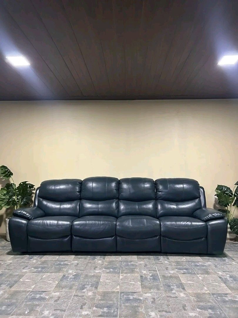 4-Seater Reclining Sofa (Category: Sofas) located in Valenzuela. Submitted by princeraya55649 (Listing ID 1422234297, Image 1). Description: Imported Genuine Leather Big n Bulky Automatic Ltype Reclining Sofa from Korea P38k Only Super Sale🌼🌼🌼 116x66x38in Genuine Leather Big n Bulky Automatic Reclining 220v 4 Seater Walang Sag Walang Lubog Makapal ang Foam Heavy duty No issue Good Condition Minor Scratch From Korea.
