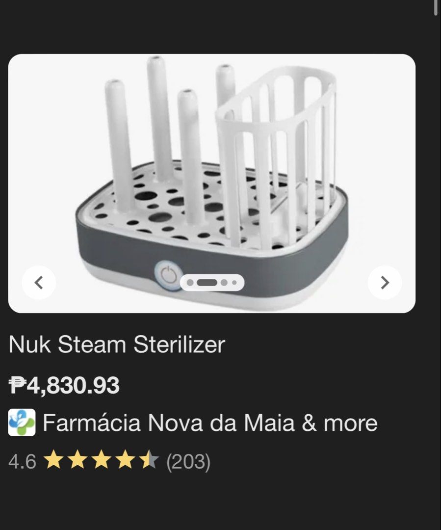 Bottle Steam Sterilizer (NUK Vario Express) (Category: Breastfeeding & Bottle Feeding) located in Muntinlupa City. Submitted by fmp0108 (Listing ID 1422327609, Image 2). Description: Can sterilize in 6 mins! Never been used or opened. Just in storage Originally P4k+.