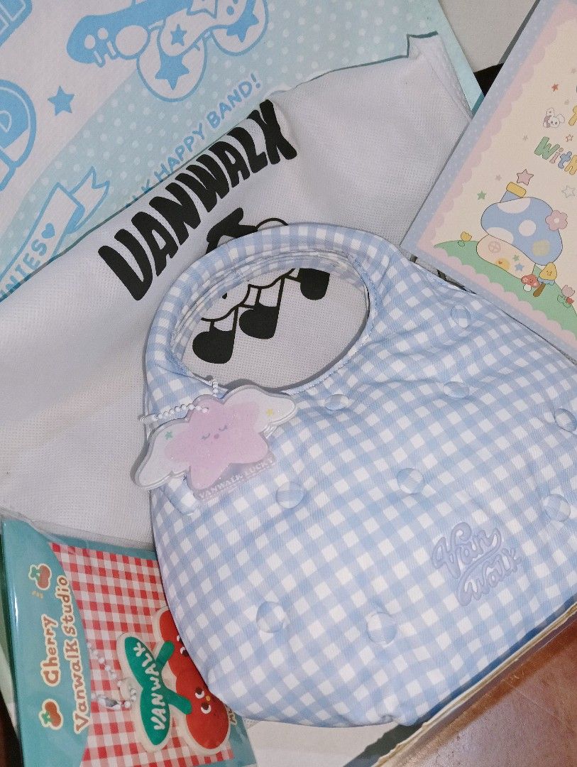 Branded bag - Vanwalk Studio Gingham Handbag + random freebies (with it's original box) (Category: Shoulder Bags) located in Tagum. Submitted by bibisell7 (Listing ID 1422300117, Image 3). Description: - Vanwalk Studio handbag - Light blue and white gingham pattern - Top handle and detachable shoulder strap - Includes a cloud charm - Zipper closure - Comes with original packaging and tags - Perfect for carrying essentials - Kawaii style ₱3,500 or