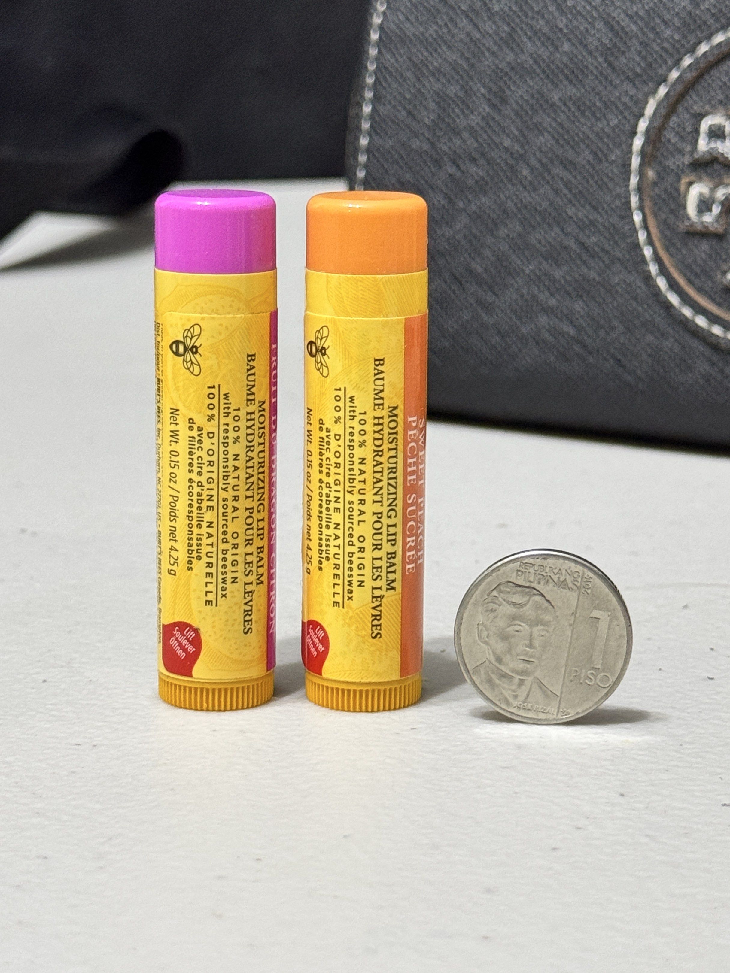 BURT'S BEES Moisturizing Lip Balm (Category: Makeup) located in Bulacan. Submitted by g_annebedania (Listing ID 1422380332, Image 2). Description: •Brandnew, sealed • Available in DragonFruit Lemon & Sweet Peach ❗️₱169 each Bank transfer / Gcash / Maya / Maribank/ Gotyme Buyer pays for shipping Free shipping around Malolos Meet up ICSM/ICSB / Malolos Cathedral.