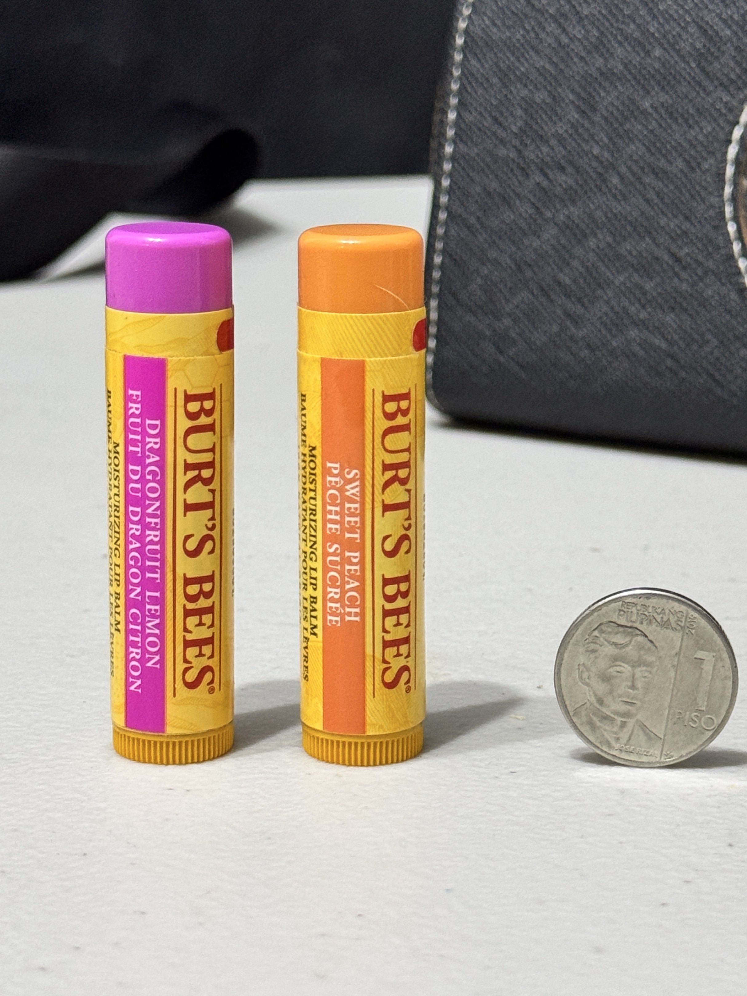 BURT'S BEES Moisturizing Lip Balm (Category: Makeup) located in Bulacan. Submitted by g_annebedania (Listing ID 1422380332, Image 1). Description: •Brandnew, sealed • Available in DragonFruit Lemon & Sweet Peach ❗️₱169 each Bank transfer / Gcash / Maya / Maribank/ Gotyme Buyer pays for shipping Free shipping around Malolos Meet up ICSM/ICSB / Malolos Cathedral.