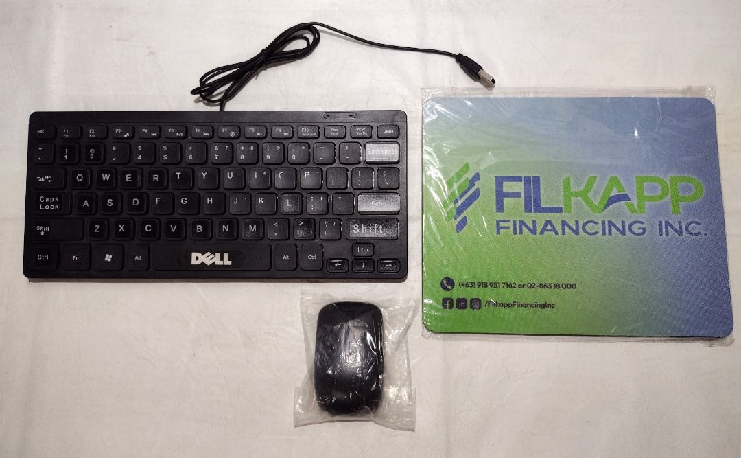 Computer keyboard bundle, As-is (Category: Computer Keyboard) located in Quezon City. Submitted by mondy_mond (Listing ID 1422360666, Image 1). Description: Reason For Selling (RFS): De-cluttering This Computer keyboard bundle... *Includes 1x used keyboard, 1x new mousepad, 1x unused Bluetooth mouse *Keyboard with keycap stickers vs. faded letter prints *Keyboard with all caps functioning *New mousepad with company imprint *Bluetooth mouse with m