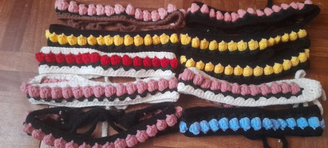 Crochet Headbands with Pom-Pom Details (Category: Hair Accessories) located in Manila. Submitted by sec0ndbloom (Listing ID 1422267722, Image 1). Description: - Handmade crochet headbands - Features pom-pom details - Available colors: Black, White, Brown, and more! - Adds a handmade touch to any outfit - Suitable for adults and children - Each headband is unique.