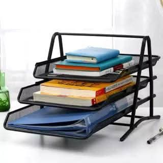 DOCUMENT TRAY (Category: Storage Boxes & Baskets) located in Manila. Submitted by haideshop (Listing ID 1422270543, Image 1). Description: Organize your documents with this 3-tier document tray. It's ideal for both office and home use. The tray has a black metal frame and mesh trays. The dimensions are 29.5cm x 36cm x 5cm. It can hold books, files, and other documents. The weight is 1220 grams..