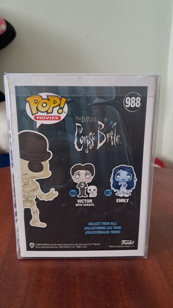Funko Pop! Movies Corpse Bride Skeleton #988 (Category: Designer & Blind Box Toys) located in Santa Rosa. Submitted by majanice (Listing ID 1422247943, Image 2). Description: - Funko Pop! figure of the Skeleton from Corpse Bride. - Funko Limited Edition #988. - Comes in its original box. .