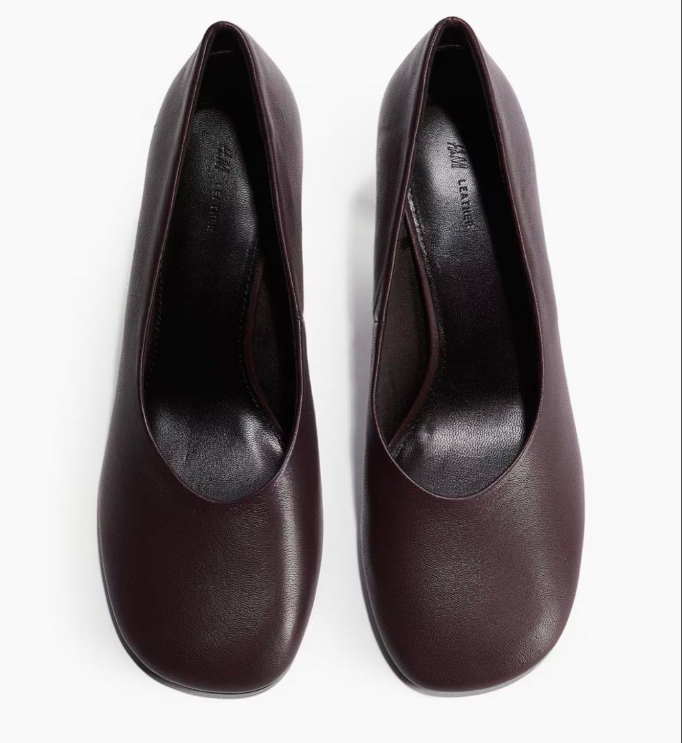 H&M Leather Heels (Category: Heels) located in Marikina City. Submitted by acbwee (Listing ID 1422260674, Image 1). Description: - H&M leather heels - Rich burgundy color - Classic pointed toe - Mid-height stiletto heel - Made of smooth leather - Adds sophistication to any outfit.